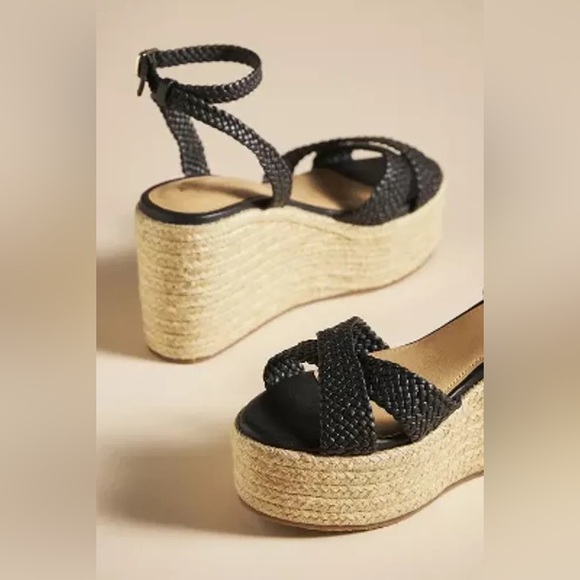 By Anthropologie Woven Strap Wedge Heels - Picture 2 of 10